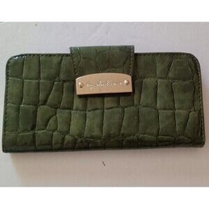 Liz Claiborne Wallet Clutch Green Faux Alligator Snap Close Vintage Old Money